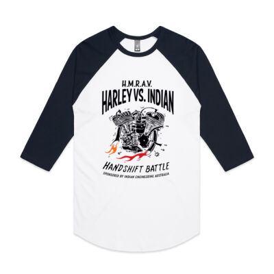HMRAV Harley vs. Indian Handshift Battle - Raglan 3/4 sleeve 2 Thumbnail